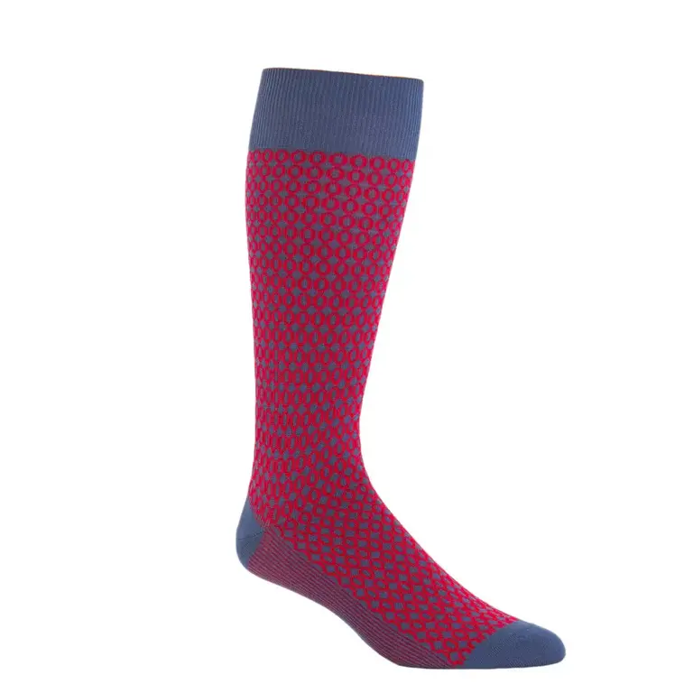 Dapper Classics Dapper Classics - Indigo Blue with Red Ovals - Cotton - Over The Calf - King Size