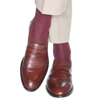 Dapper Classics Dapper Classics - Merlot Solid Ribbed - Cotton - Over The Calf