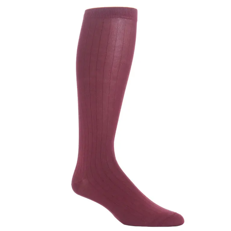 Dapper Classics Dapper Classics - Merlot Solid Ribbed - Cotton - Over The Calf