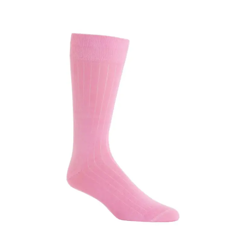 Dapper Classics Dapper Classics - Pink Solid Ribbed - Cotton - Over The Calf