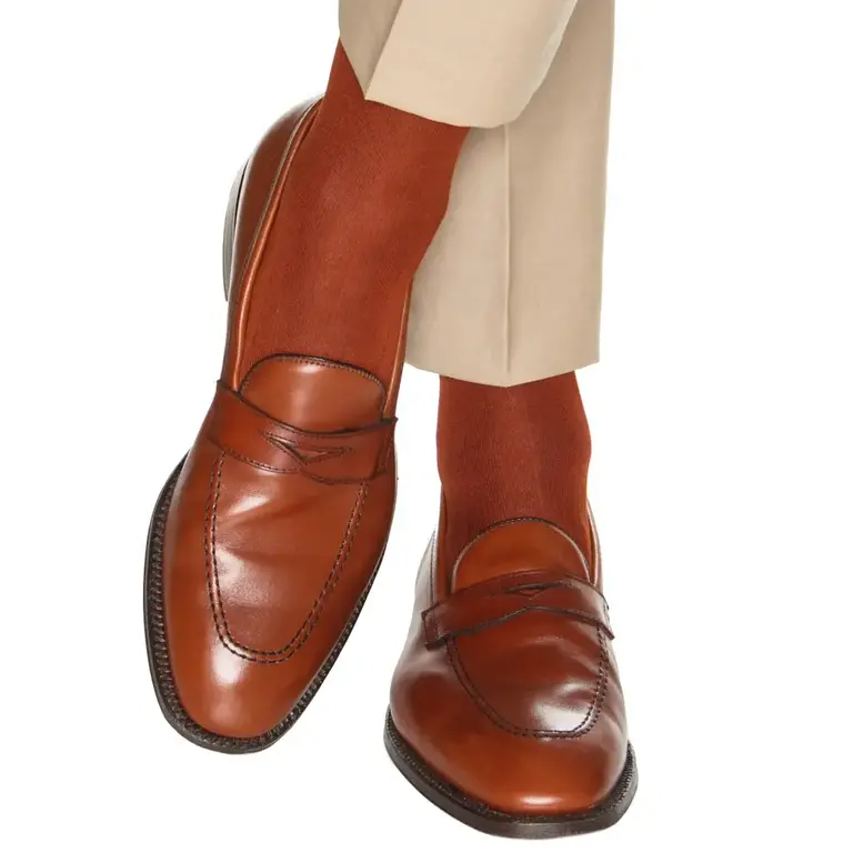 Dapper Classics Dapper Classics - Whiskey Brown Solid Ribbed - Cotton - Over The Calf