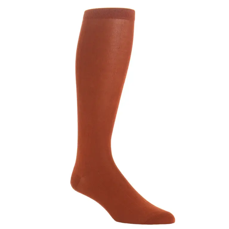 Dapper Classics Dapper Classics - Whiskey Brown Solid Ribbed - Cotton - Over The Calf