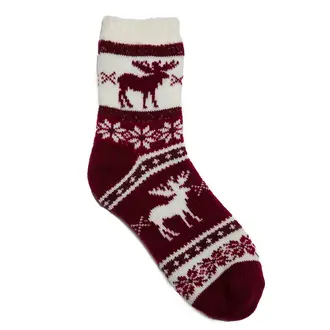 Top It Off TOP IT OFF - Wintry Holiday Sock - Moose - Maroon - One Size