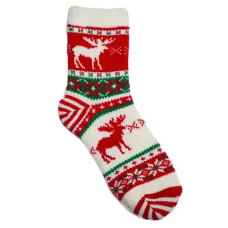 Top It Off TOP IT OFF - Wintry Holiday Sock - Moose - Red/Green - One Size