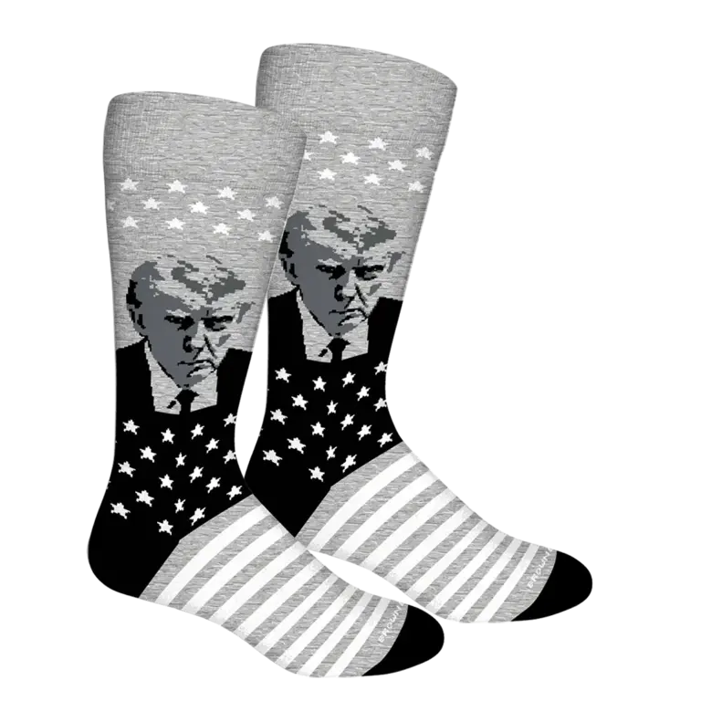 Brown Dog Hosiery Brown Dog Hosiery - Trump Mugshot - Light Grey Heather - Men's