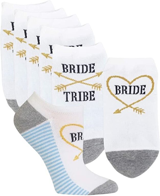 Hot Sox Hot Sox - Bride Tribe 6-Pack - White - Crew - Women's