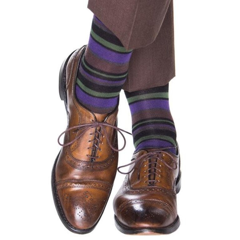 Dapper Classics Dapper Classics - Black with Pine Green/Royal Purple/Charcoal/Coffee Brown - Merino Wool - Over The Calf