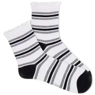 K. Bell - Crochet Lace Ribbed - White - Ankle - Women's