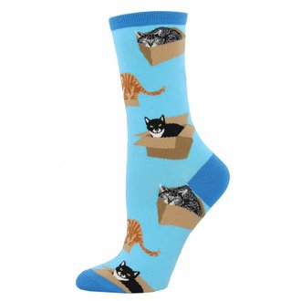 Socksmith Socksmith - Cat In A Box - Azure - Crew - Women's
