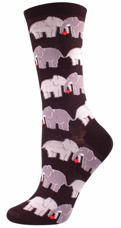 Socksmith Socksmith - Elephant Love - Black - Crew - Women's