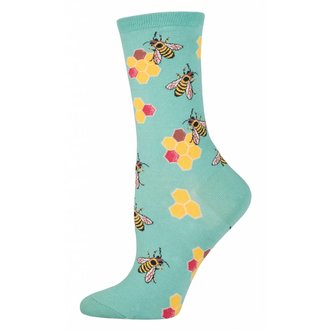 Socksmith Socksmith - Busy Bees - Seafoam - Crew - Women's