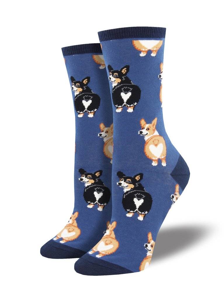 Socksmith - Corgi Butt - Blue - Crew - Women's