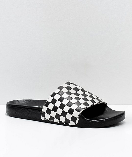slide on checkered vans