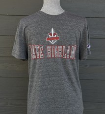 Champion SS Tee Lake Highland w/Mascot Highlanders over it.22