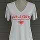 Adult UA Womens V Neck Highlanders over LHP logo SS Tee 24