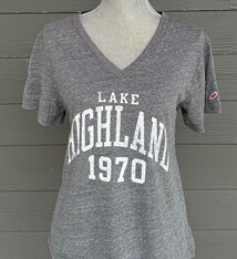 League Adult League V neck Lake Highland 1970 in White
