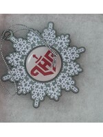 White Glitter Pewter Snowflake Ornament w/ LHP