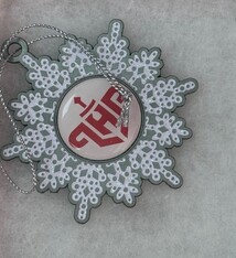 White Glitter Pewter Snowflake Ornament w/ LHP