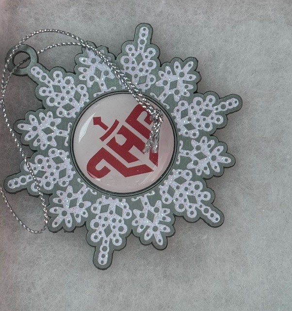 White Glitter Pewter Snowflake Ornament w/ LHP
