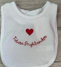 Town Pride Future Highlander Baby Bib Embroidered w/Heart White 23