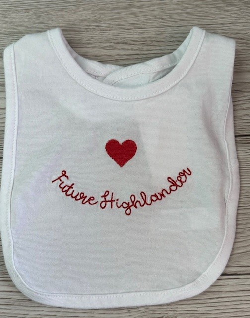 Town Pride Future Highlander Baby Bib Embroidered w/Heart White 23
