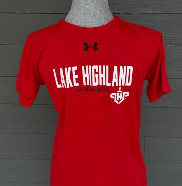 Youth UA Tech Tee Lake Highland over Highlanders next to Logo SS 24