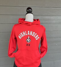 UA Youth Red Fleece Hoodie Highlanders Mascot 25