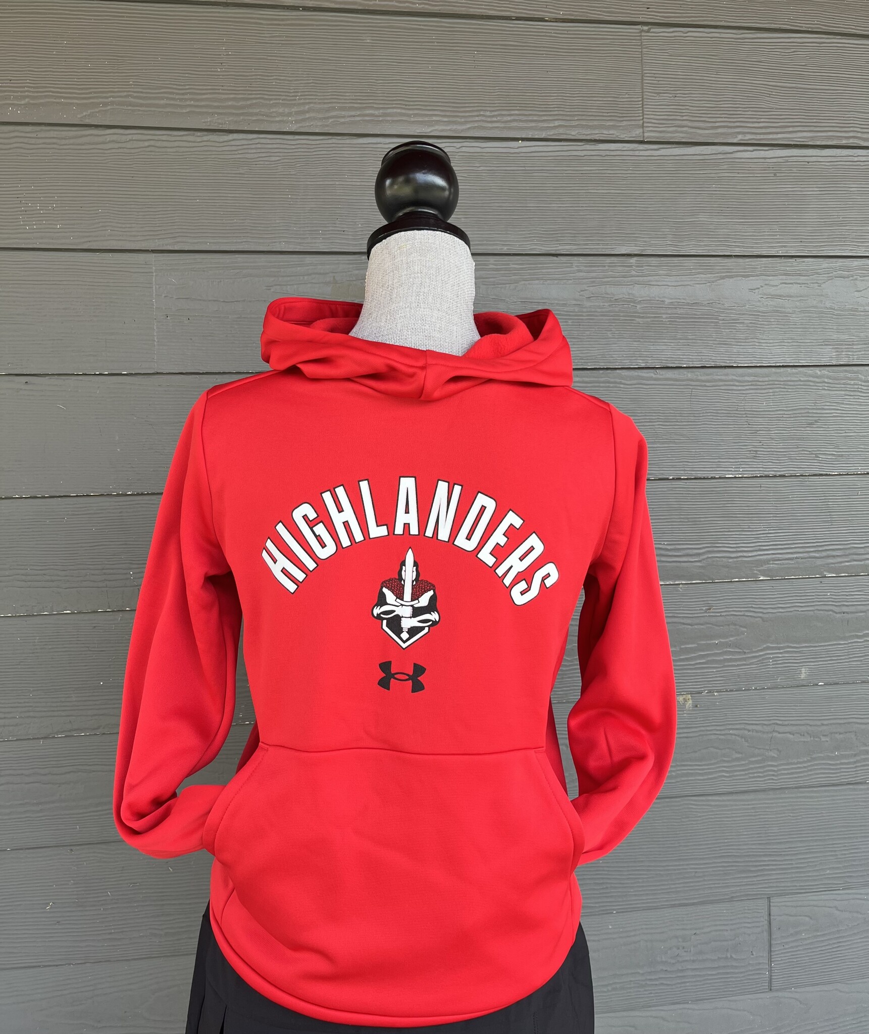 UA Youth Red Fleece Hoodie Highlanders Mascot 25