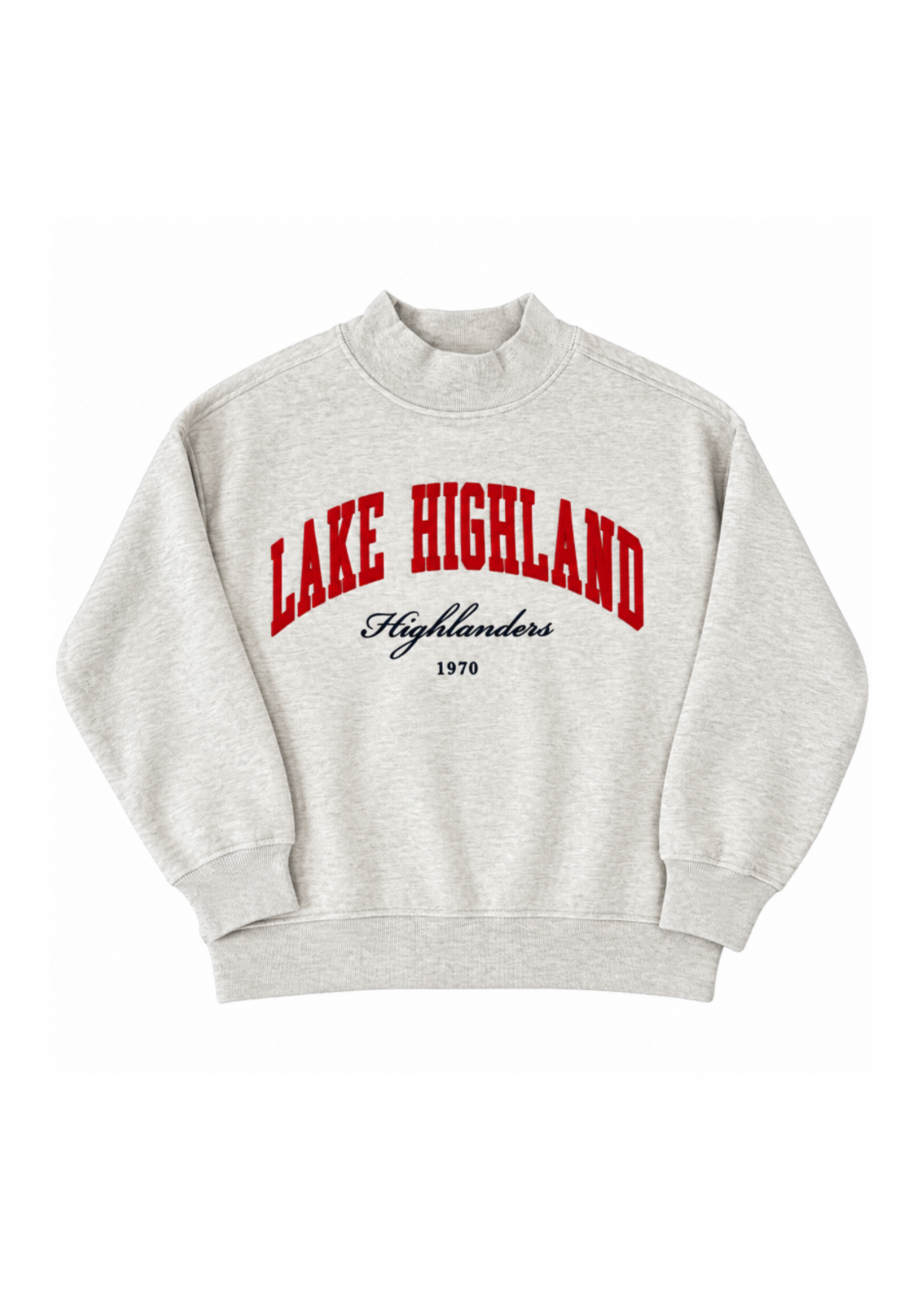League Ladies Mock Turtle Neck Sweatshirt Lake Highland Highlanders est 1970 26