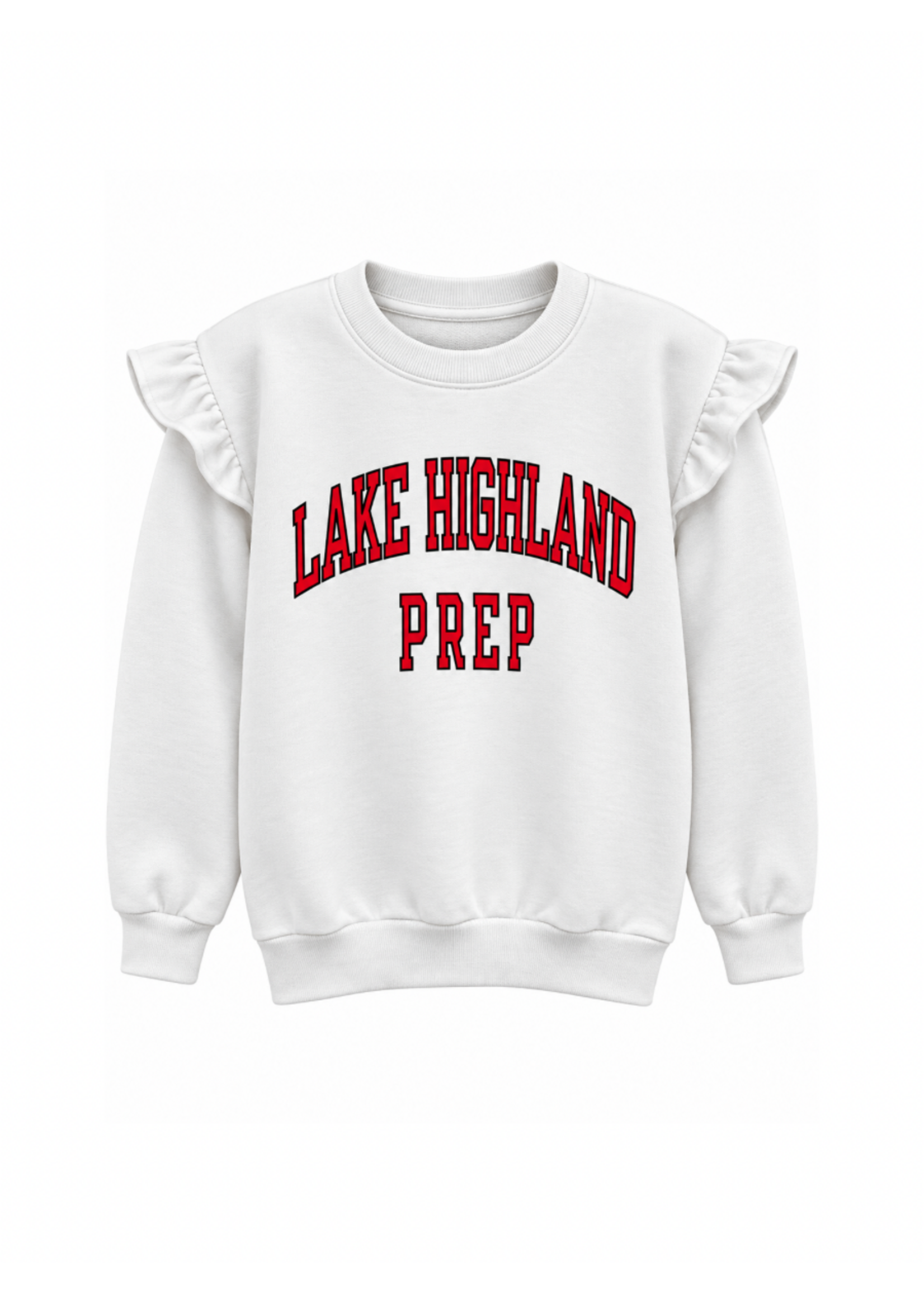 Youth Girls Fleece Crew w/Shoulder Ruffle Lake Highland LS '26