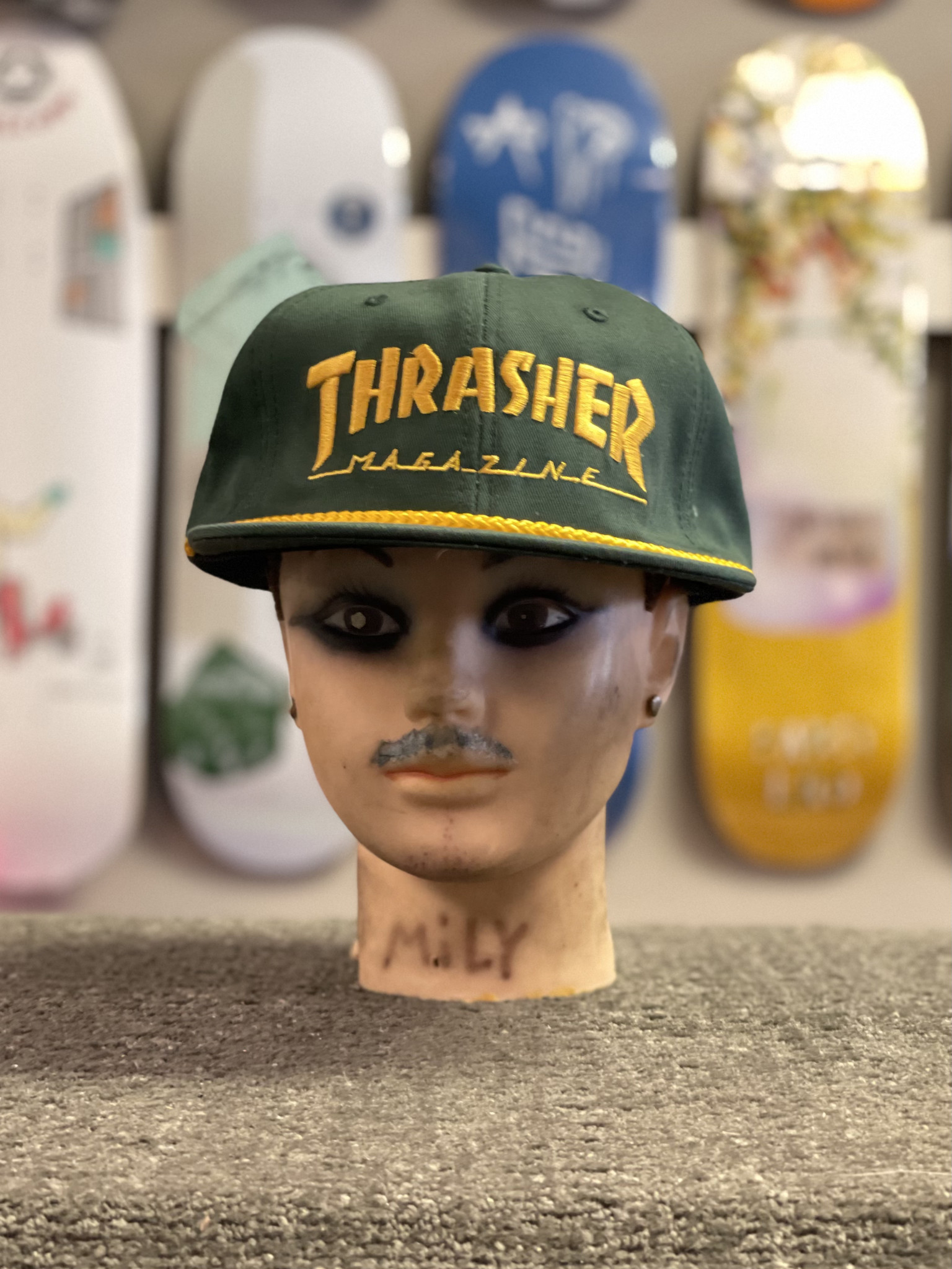 green thrasher hat