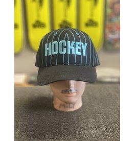 Hockey Hockey Striped Snapback Hat - Black/Blue