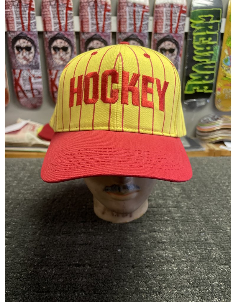 Hockey Hockey Striped Snapback Hat - Yellow/Red