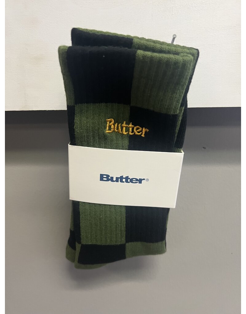 Butter Goods Butter Goods Checkered Socks - Black/Sage