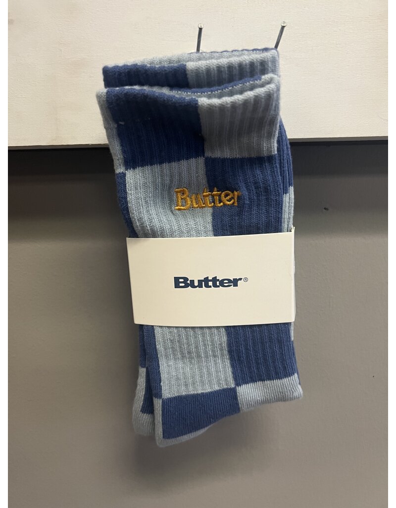Butter Goods Butter Goods Checkered Socks - Power Blue/Slate