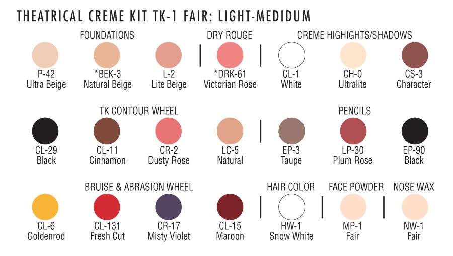 Tk1 Fair Lt Med Theatrical Makeup Kit - Basic Stage Makeup Kit Tk1 Fair Lt Med Theatrical Makeup Kit - Basic Stage Makeup Kit