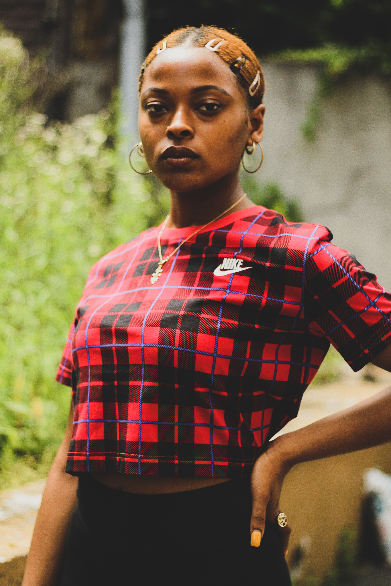 red nike crop top
