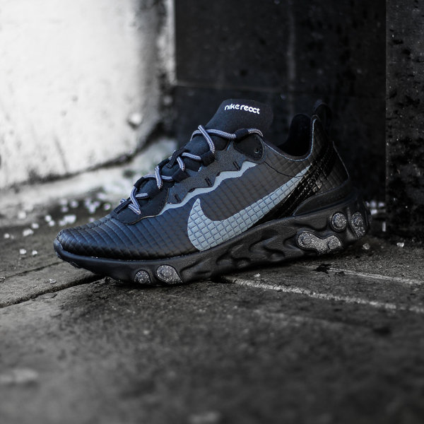 nike gray react element 55 sneakers