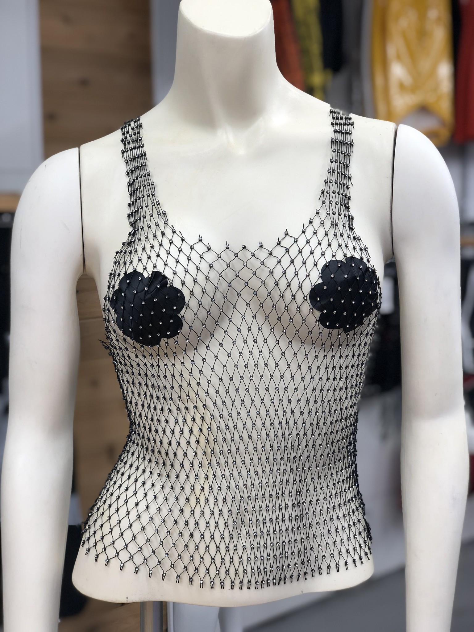 diamond fishnet top