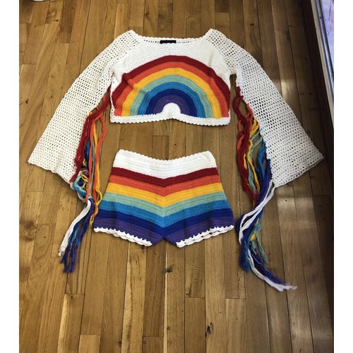 rainbow crochet crop top