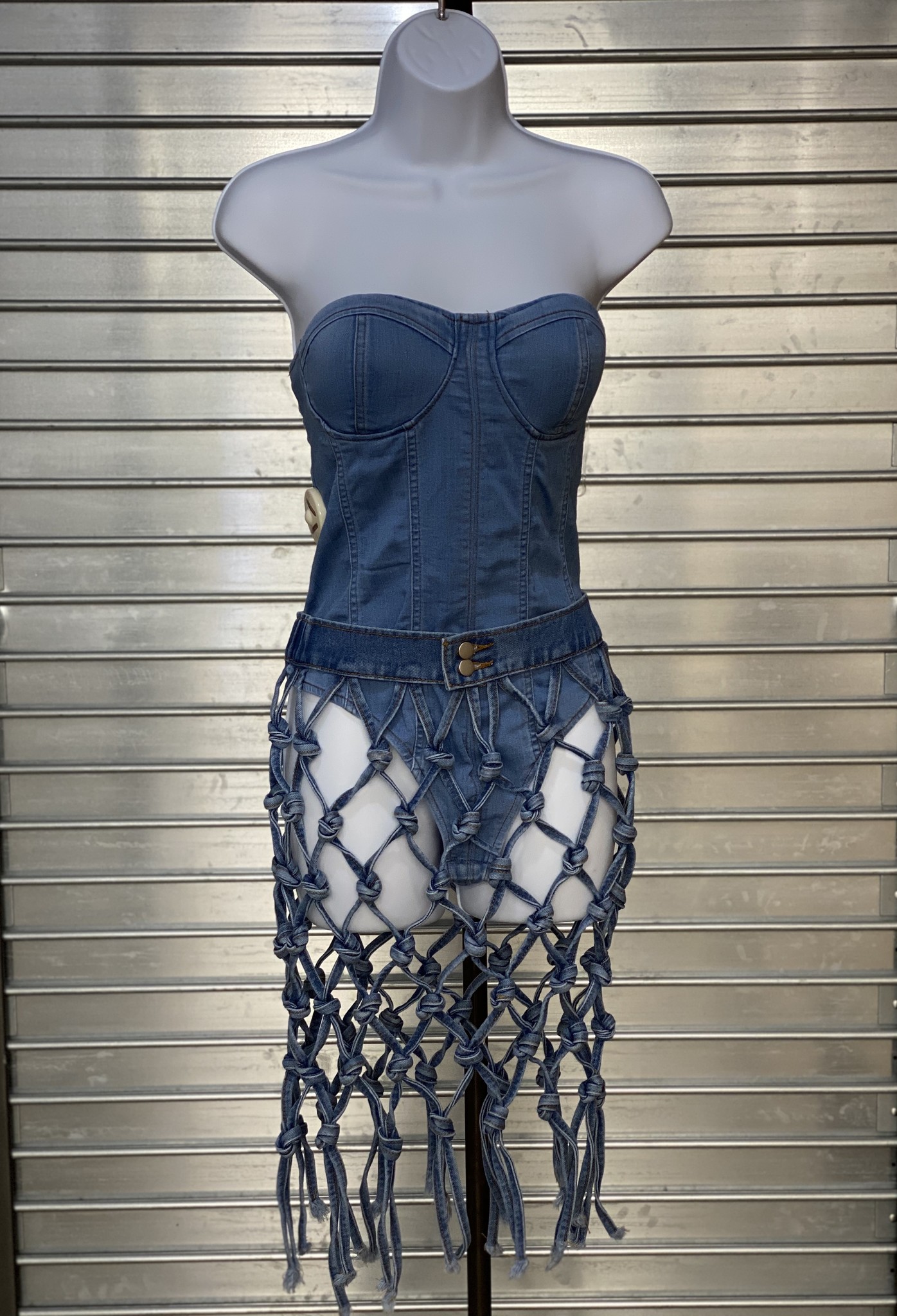 denim chain dress