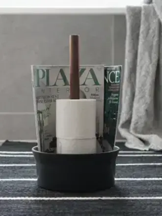 Porte-rouleau de papier toilette et porte-magazines | Noir/ noyer
