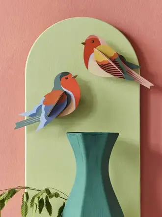 Studio Roof Art mural 3D - Oiseaux de jardin - Rouge-gorges