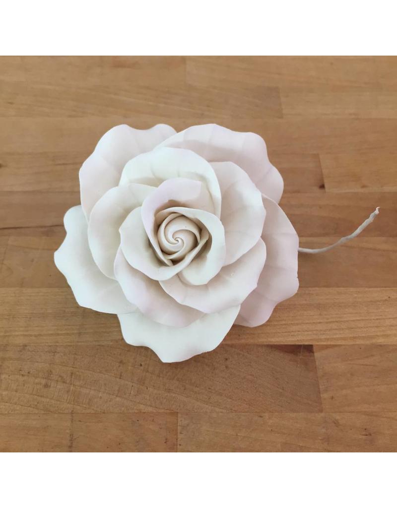 LARGE CLASSIC GARDEN ROSE WHITE SUGAR FLOWER