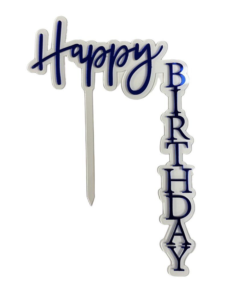 HAPPY BIRTHDAY CAKE TOPPER "L SHAPE" BLUE