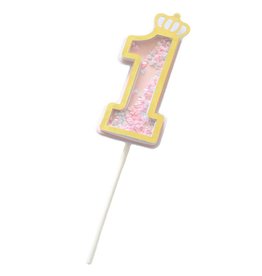 PRINCESS PINK WITH CROWN CAKE TOPPER NUMBER 1