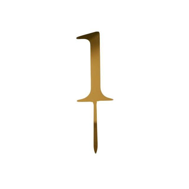 NUMBER 1 GOLD CAKE TOPPER - eCakeSupply
