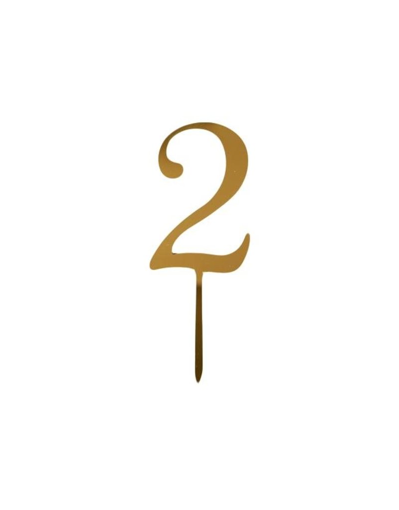 NUMBER 2 GOLD CAKE TOPPER