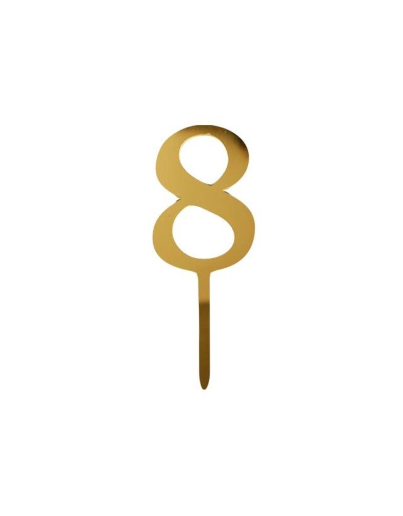 NUMBER 8 GOLD CAKE TOPPER