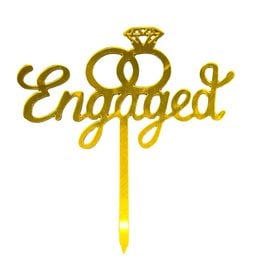 ENGAGED CAKE TOPPER GOLD